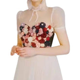 Floral Appliques Corselets Bustier Bra Crop Top Vest